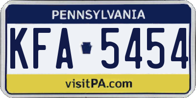 PA license plate KFA5454