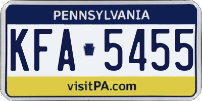 PA license plate KFA5455