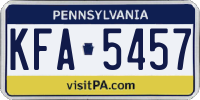 PA license plate KFA5457