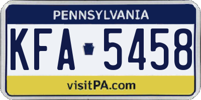 PA license plate KFA5458