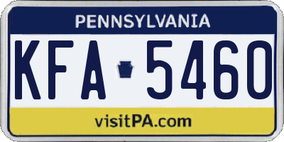 PA license plate KFA5460