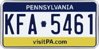 PA license plate KFA5461