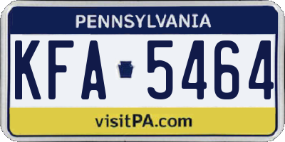 PA license plate KFA5464