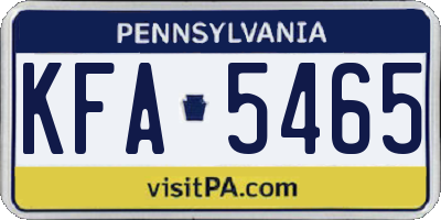 PA license plate KFA5465