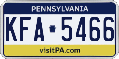 PA license plate KFA5466