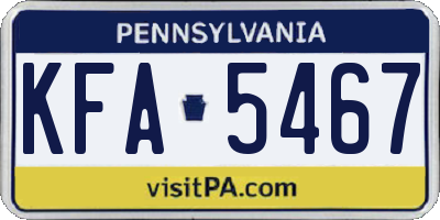 PA license plate KFA5467