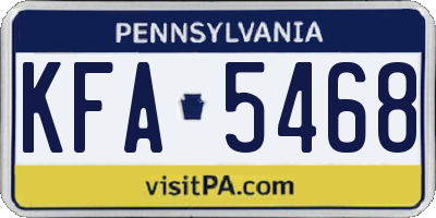 PA license plate KFA5468