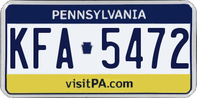 PA license plate KFA5472