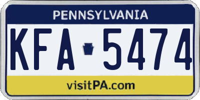 PA license plate KFA5474