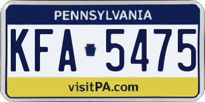PA license plate KFA5475