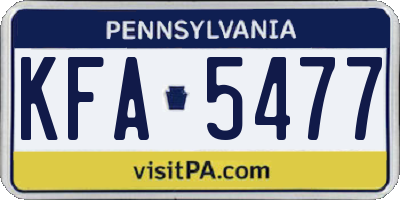 PA license plate KFA5477
