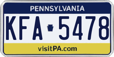 PA license plate KFA5478