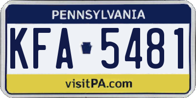 PA license plate KFA5481