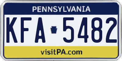 PA license plate KFA5482