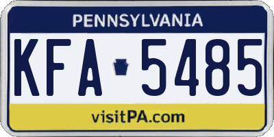 PA license plate KFA5485