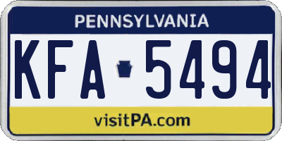 PA license plate KFA5494