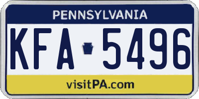 PA license plate KFA5496