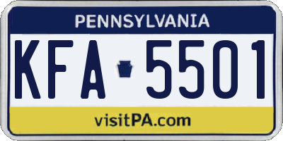 PA license plate KFA5501