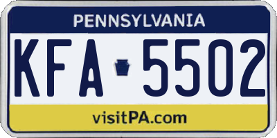 PA license plate KFA5502