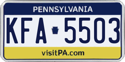 PA license plate KFA5503