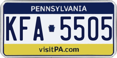 PA license plate KFA5505