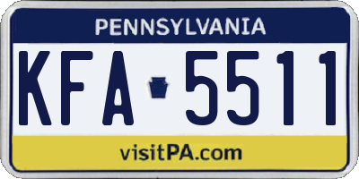 PA license plate KFA5511