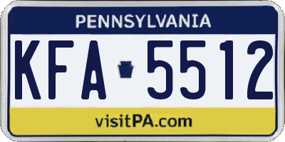 PA license plate KFA5512