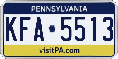 PA license plate KFA5513