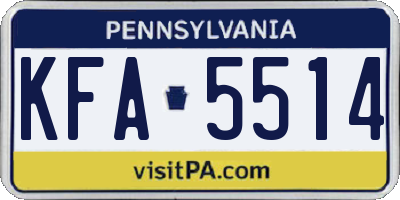 PA license plate KFA5514