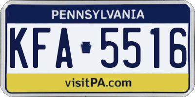 PA license plate KFA5516