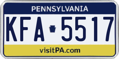 PA license plate KFA5517