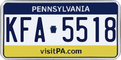 PA license plate KFA5518