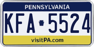 PA license plate KFA5524