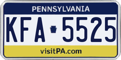 PA license plate KFA5525