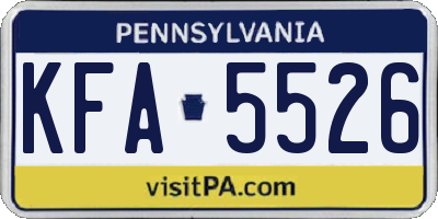 PA license plate KFA5526