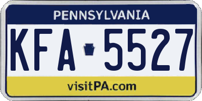 PA license plate KFA5527