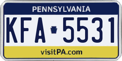 PA license plate KFA5531