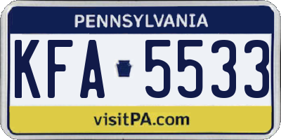 PA license plate KFA5533