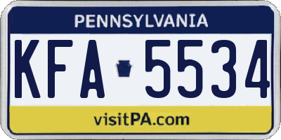 PA license plate KFA5534
