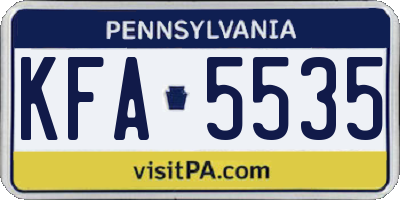 PA license plate KFA5535