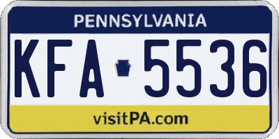 PA license plate KFA5536