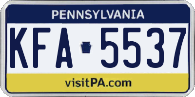 PA license plate KFA5537