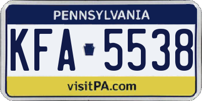 PA license plate KFA5538