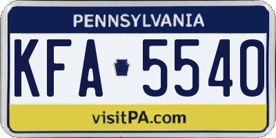 PA license plate KFA5540
