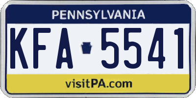PA license plate KFA5541