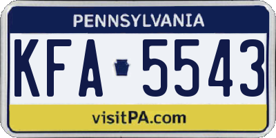 PA license plate KFA5543
