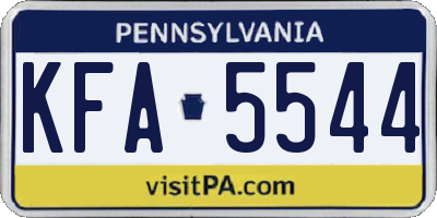 PA license plate KFA5544