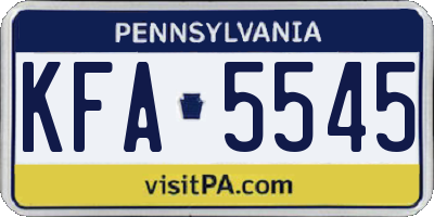 PA license plate KFA5545