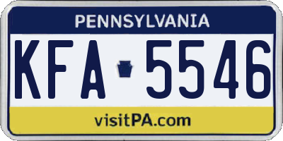 PA license plate KFA5546