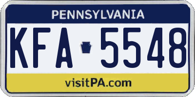 PA license plate KFA5548